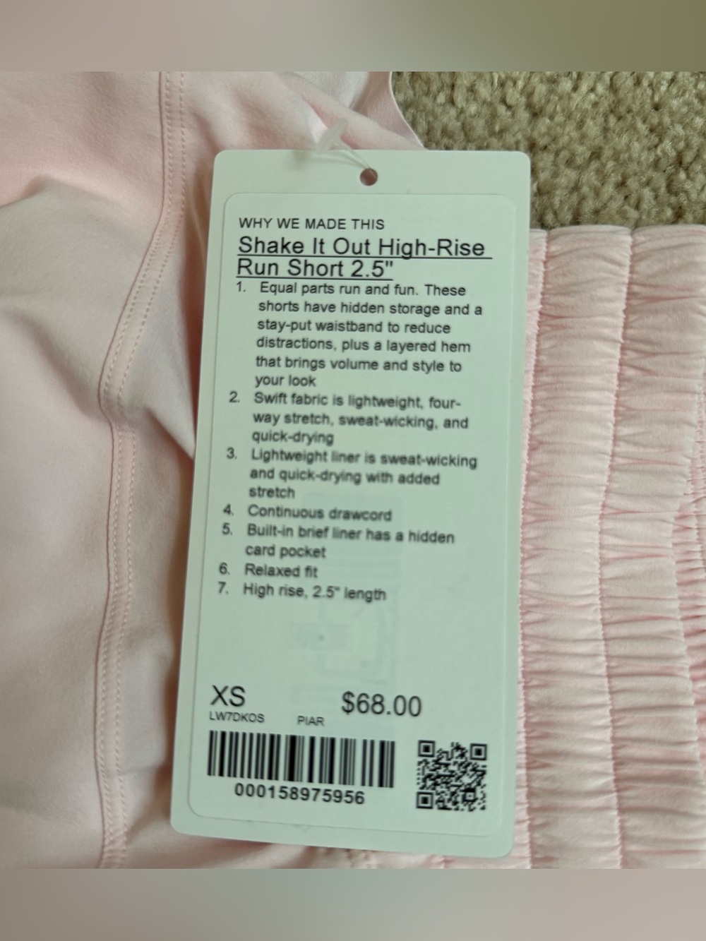 Lululemon Shake It Out High-Rise Run Short 2.5” XS/4 - Picture 3 of 5